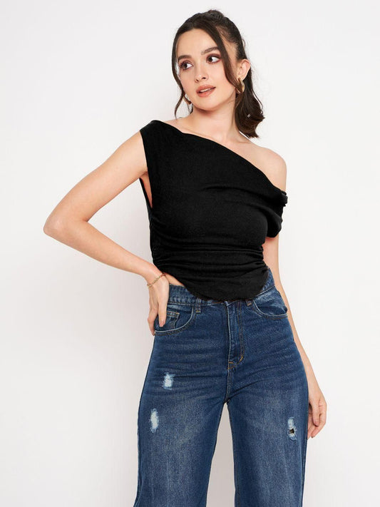 Uptownie Lite Stretchable Polyester Round Neck Sleeveless Crop Top