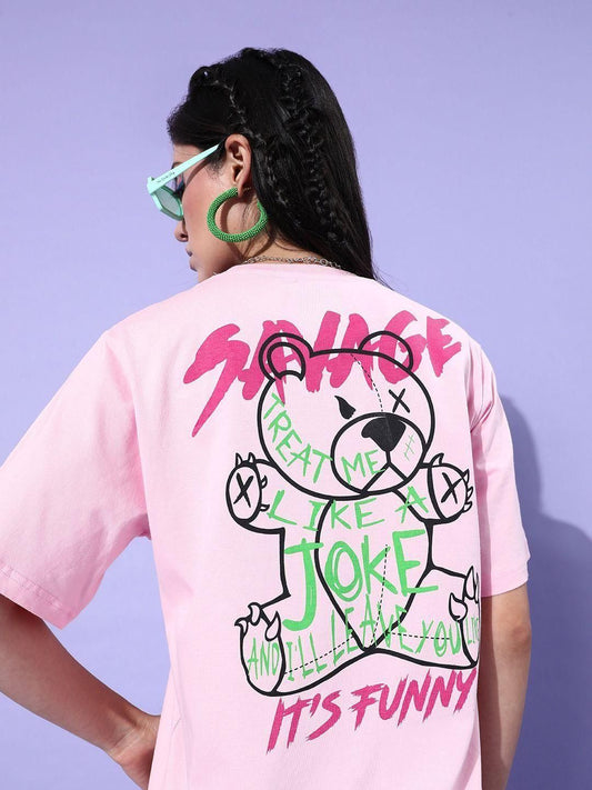 Difference of Opinion Pink Graphic Oversized T-Shirt